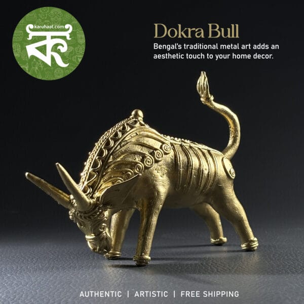 Handcrafted Dokra Bull Figurine | Dhokra Metal Craft Brass | Dhokra auspicious Art