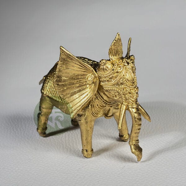 Dokra Brass Elephant Figurine, Gold | Elegant Home Decor Showpiece