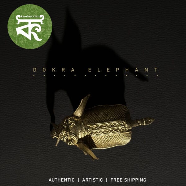 Dokra Brass Elephant Figurine, Gold | Elegant Home Decor Showpiece