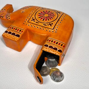 Pure Leather Elephant Piggy Bank Money Box