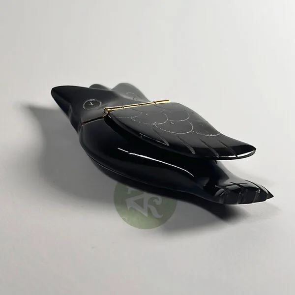 Buffalo Horn Snuff Box in Owl Shape