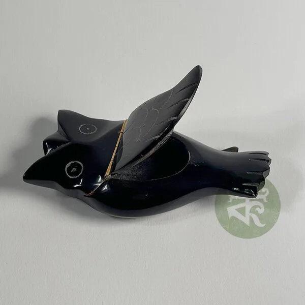 Buffalo Horn Snuff Box in Owl Shape