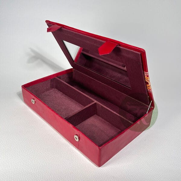 Large Genuine Red Leather Jewellery Box