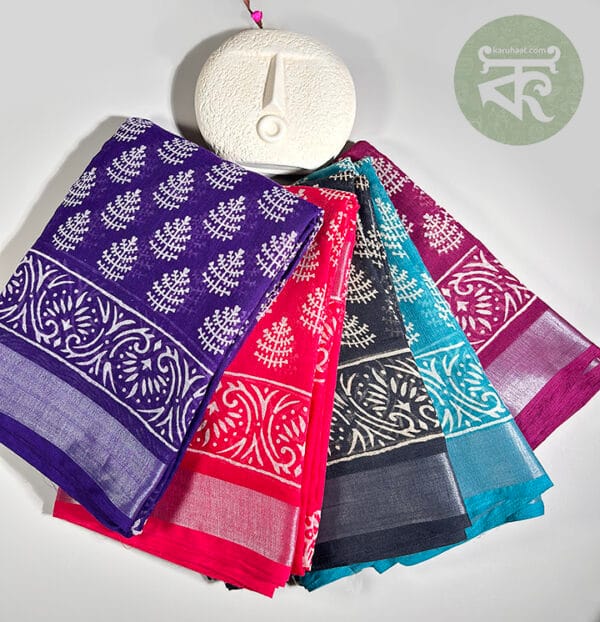 Linen Saree with Simple Motif Prints