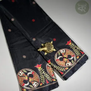 Art Silk Saree with Hand Printed Motifs