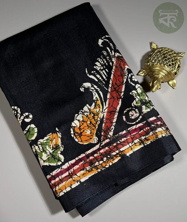 Art Silk Saree with Hand Printed Motifs