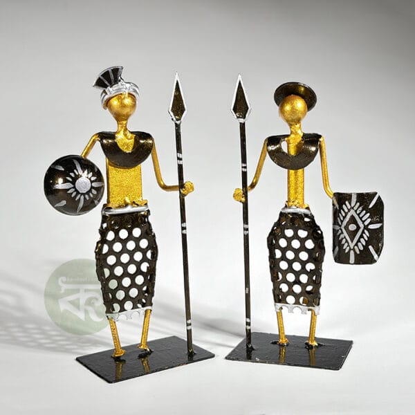 Scrap Metal Tribal Couple Showpiece | Tribal Art Figurines