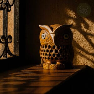 wooden jali owl