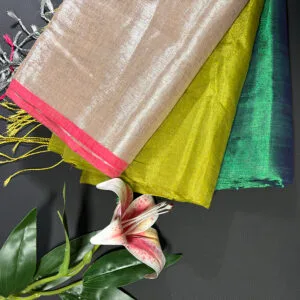 Tissue Linen Saree with Contrast Border