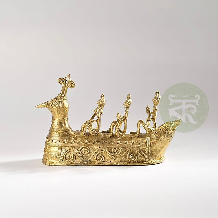 Dokra Boat 1 Handcrafted Dokra Tribal Boat | Traditional Indian Metal Art Decor from Karuhaat