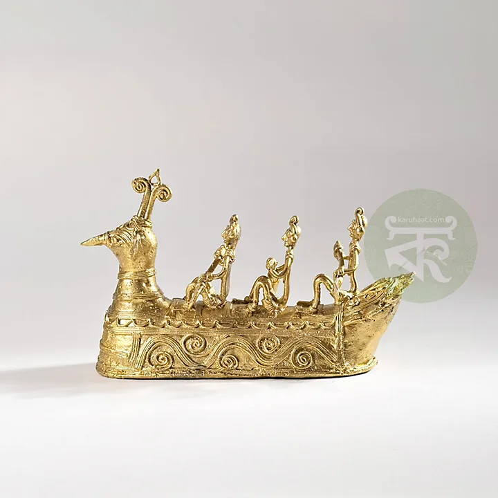 Dokra Boat 1 Handcrafted Dokra Tribal Boat | Traditional Indian Metal Art Decor from Karuhaat