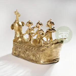 Handcrafted Dokra Tribal Boat | Traditional Indian Metal Art Decor from Karuhaat