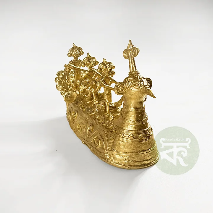 Dokra Boat 3 Handcrafted Dokra Tribal Boat | Traditional Indian Metal Art Decor from Karuhaat