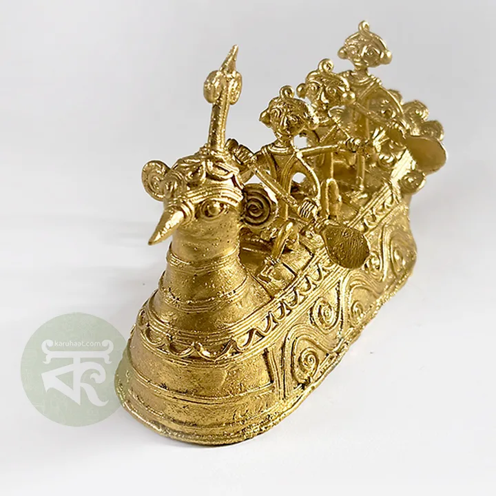Dokra Boat 4 Handcrafted Dokra Tribal Boat | Traditional Indian Metal Art Decor from Karuhaat