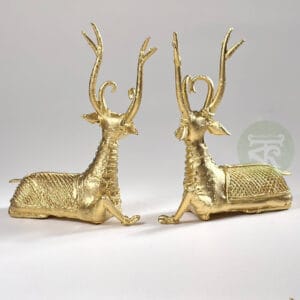 Handcrafted Dokra Deer Pair | Traditional Tribal Metal Art Decor