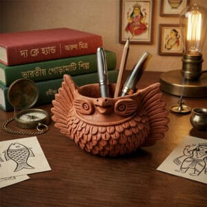 Terracotta Owl Pen Stand